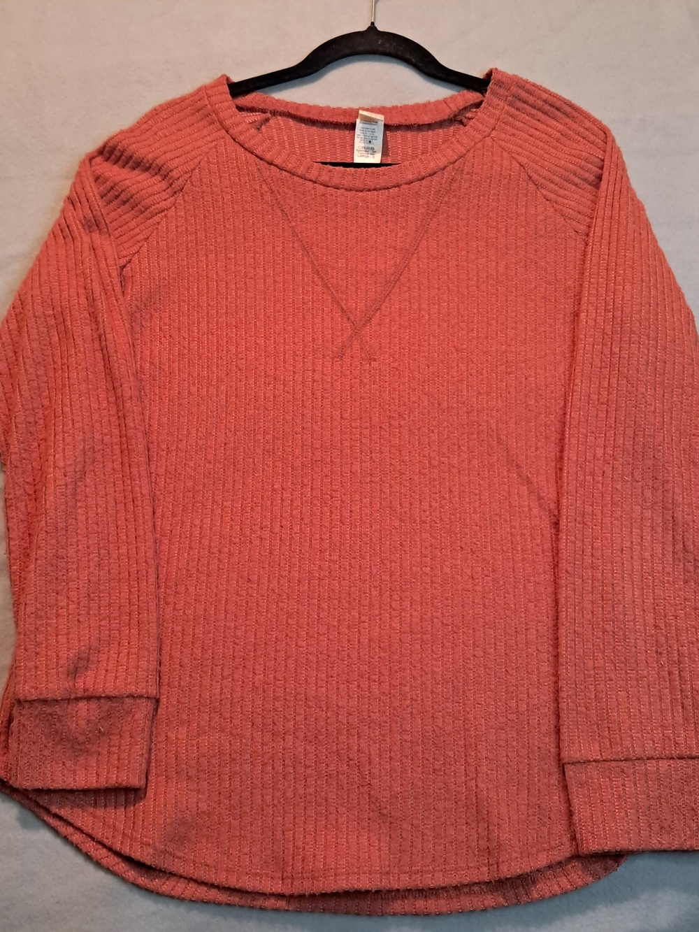 7th Ray Coral Textured Ribbed Crewneck Sweater